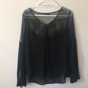 Torrid sheer black bell-sleeve top